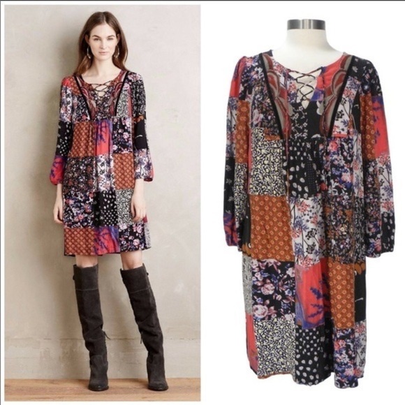 ANTHROPOLOGIE Arcata Patchwork Dress One September - Picture 1 of 12